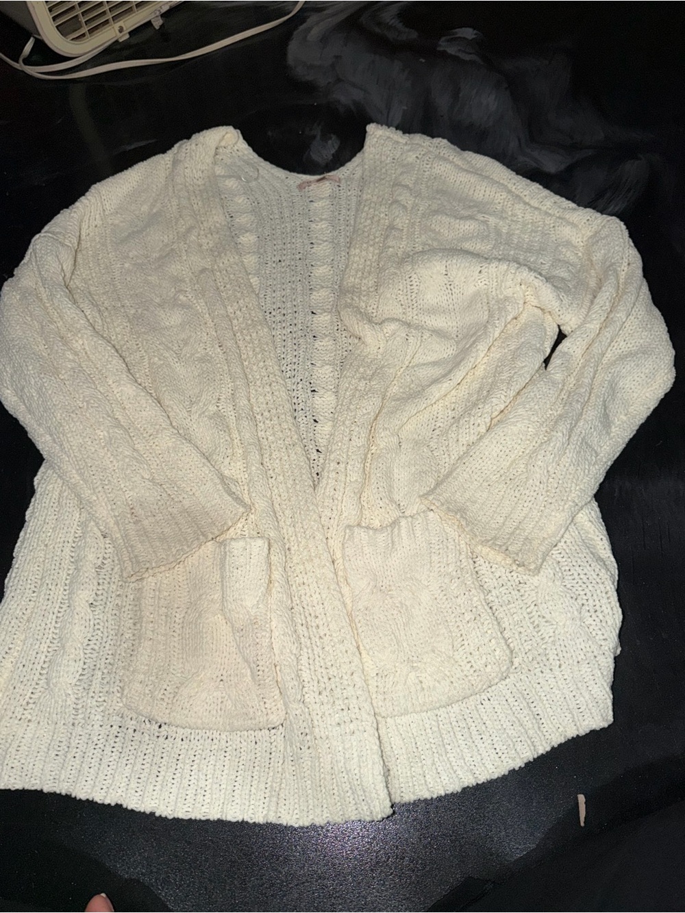Love Tree Cream Cable-Knit Open Cardigan